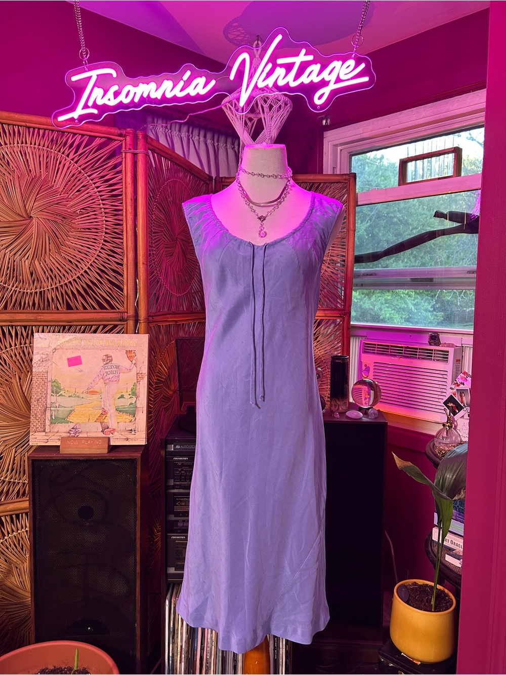 Evan Picone Y2K 100% Silk Lavender Midi Slip Dress
